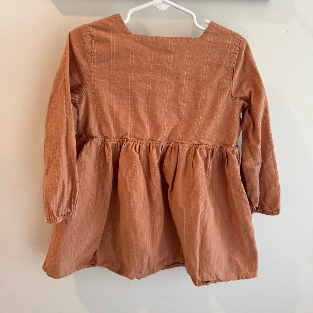 Ellie + H Cotton Elowen Dress in Pumpkin Stripe‎ 4T